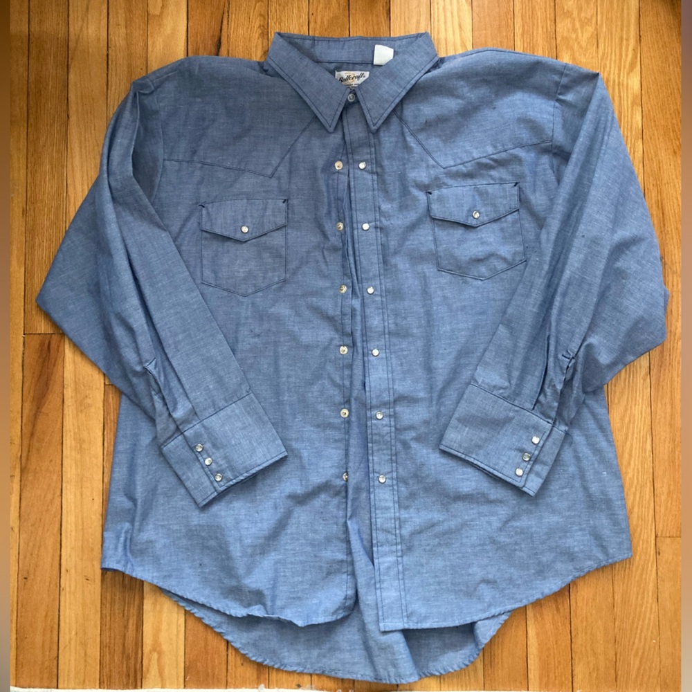 XXXL Bellecraft Chambray Western snap-button shirt